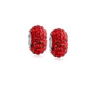 Bling Jewelry Conjunto de Dos Cuentas Separadoras de Encanto de Cristal Rojo Sólido Brillante de Navidad Para Mujeres y Adolescentes .925 Plata Esterlina Compatible con Pulsera Europea
