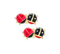 Bling Jewelry Conjunto de Dos Mariquitas de la Suerte Rojo Negro Chapado en Oro Esmalte Ojo Verde Cristal Insecto Broche de Solapa para Mujeres para Adolescentes