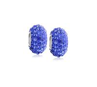 Bling Jewelry Conjunto de Dos Separadores de Cristal Azul Eléctrico Sólido Núcleo de Plata de Ley .925 Compatible con Pulsera de Encanto Europea para Mujeres para Adolescentes