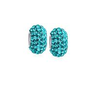 Bling Jewelry Conjunto de dos separadores de cristal azul turquesa sólido con núcleo de plata esterlina .925, compatible con pulsera de encanto europea para mujeres y adolescentes.