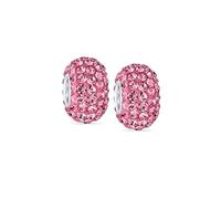 Bling Jewelry Conjunto de Dos Separadores de Cristal Rosa Sólido Núcleo de Cuentas .925 Plata de Ley Compatible con Pulsera de Encanto Europea para Mujeres para Adolescentes