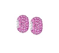 Bling Jewelry Conjunto de dos separadores de cristal sólido fucsia rosa caliente núcleo de cuentas .925 de plata esterlina se adapta a pulsera de encanto europea para mujeres para adolescentes
