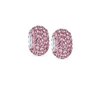 Bling Jewelry Conjunto de dos separadores de cristal sólido lila rosa con núcleo de plata esterlina .925, compatible con pulsera de encanto europea para mujeres y adolescentes.
