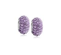 Bling Jewelry Conjunto de dos separadores de cuentas de cristal sólido lavanda púrpura con núcleo de plata esterlina .925 que se adapta a pulseras de encanto europeas para mujeres y adolescentes