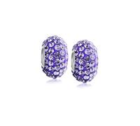 Bling Jewelry Conjunto de dos separadores de cuentas de cristal sólido lila púrpura núcleo de plata esterlina .925 se adapta a pulsera de encanto europea para mujeres para adolescentes