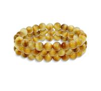 Bling Jewelry Conjunto de Tres Pulseras Elásticas de Cuentas Redondas de Ojo de Tigre Dorado de 8MM de Piedras Semipreciosas para Mujeres Hombres Adolescentes Unisex de Una Sola Hebra