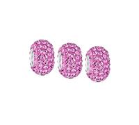 Bling Jewelry Conjunto De Tres Separadores De Cuentas De Cristal Sólido Fucsia Rosa Intenso Núcleo De Plata Esterlina .925 Se Adapta A Pulsera De Encanto Europea Para Mujeres Para Adolescentes