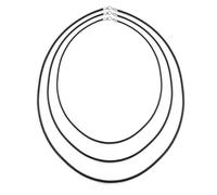 Bling Jewelry Conjunto Unisex De Tres Collares De Goma Negra De 16 18 Y 20 Pulgadas Para Mujeres Hombres Y Adolescentes. Plata Esterlina .925