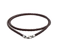 Bling Jewelry Cordón De Collar De Cuero Genuino Marrón Trenzado Para Mujeres, Hombres Y Adolescentes Cierre De Langosta De Plata .925 De 24 Pulgadas