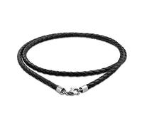 Bling Jewelry Cordón De Collar Trenzado De Cuero Genuino Negro Para Mujeres, Hombres Y Adolescentes Con Cierre De Langosta De Plata .925 De 16 Pulgadas