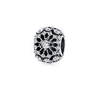 Bling Jewelry Cristal Blanco Filigrana Espaciador Barril Encanto Bead Para Las Mujeres .925 Plata Esterlina Se Ajusta Pulsera Europea