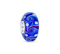 Bling Jewelry Cristal De Murano Tonos De Azul De La Onda Del Remolino Espaciador Encanto Bead Encaja Pulsera Europea Para Las Mujeres Adolescentes .925 Núcleo De Plata Esterlina