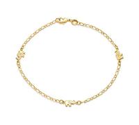 Bling Jewelry Dainty Tres Multi Encanto Lucky Elefante Tobillera Pulsera Para Mujeres Adolescentes 18K Latón Chapado En Oro 9.5 Inch Made In Brazil