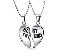 Bling Jewelry Desmontar Collar Colgante de Corazón de Rompecabezas de 2 Piezas Regalo para Mejor Amiga BFF para Mujeres para Adolescentes Tono Plateado Acero Inoxidable