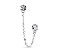 Bling Jewelry Doble Amor Corazónes Cadena De Seguridad Espaciador Stopper Charm Bead Para Mujer .925 Plata De Ley Se Adapta A Pulsera Europea