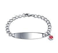 Bling Jewelry Etiqueta De Identificación Doctores Alerta Médico Id Pulsera Grabable Miami Cadena Cubana Para Mujeres Hombres Tono Plata Acero Inoxidable 8 Pulgadas