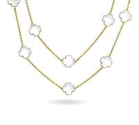 Bling Jewelry Flor Blanca De Plata De Largo Chapado En Esmalte Nacarado De La Estación De La Cadena De Envolver La Capa De Trébol Collar Para Mujer De 40 Pulgadas