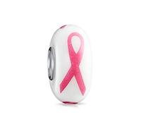 Bling Jewelry Fuerza Y Esperanza: Sobreviviente De Cáncer De Mama Cinta Rosa Abalorios De Cristal De Murano Con .925 Núcleo De Plata De Ley - Pulsera Con Dijes Europeo Ajuste Para La Mujer