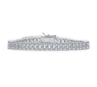 Bling Jewelry Joyas Nupciales De Dos Filas, Declaración De Moda, Brazalete De Tenis Ancho De Circonita Cúbica AAA CZ Para Mujeres, Boda De Latón Con Baño De Rodio, 7 Pulgadas