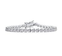 Bling Jewelry Joyería Nupcial Moderna 10 CTW AAA CZ Pulsera de Tenis Solitario Redondo para Mujeres Boda Circonita Cúbica Plateada Rodio 7 Pulgadas