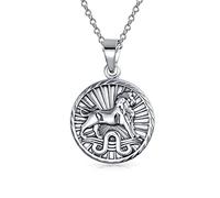 Leo Signo Del Zodiaco Horóscopo Ronda Medallón Colgante Para Hombres Mujeres Collar De Plata Esterlina Envejecida