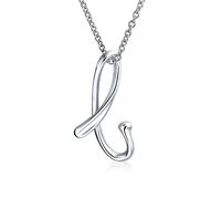 Bling Jewelry Letra B Letra Cursiva Inicial Del Alfabeto Colgante Collar Para Mujer .925 Plata Esterlina 18 Pulgadas