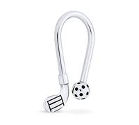 Bling Jewelry Llavero de golf para hombres y mujeres con pelota de golf, palo en forma de U, punta de tornillo de bola, plata de ley oxidada.