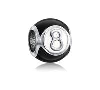 Bling Jewelry Lucky Pool Payer Número Mágico Billar 8 Ball Charm Bead Para Mujer Para Adolescente .925 Plata De Ley Se Adapta A Pulsera Europea