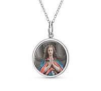 Bling Jewelry Medalla Religiosa Ovalada Personalizable Con Imagen De La Virgen María Colgante De Collar Para Mujeres Adolescentes Plata Esterlina .925