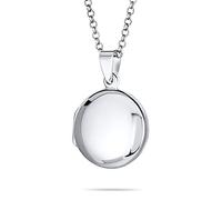 Bling Jewelry Medallones De Fotos Personalizados De Cúpula Simple Y Lisa Redonda Para Mujeres Y Adolescentes Pulidos En Collar Colgante De Plata .925 Que Guarda Fotos
