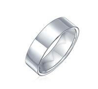 Bling Jewelry Minimalista Simple .925 Plata De Ley Plana Parejas Anillo De Boda Para Mujeres Para Hombres 6Mm
