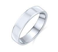 Bling Jewelry Minimalista Simple .925 Plata De Ley Plana Parejas Anillo De Boda Para Mujeres Para Hombres 4Mm