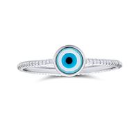 Bling Jewelry Minimalista Simple .925 Plata Esterlina Nudillo 1Mm Banda Apilable Anillo De Mal De Ojo Para Adolescente Para Novia