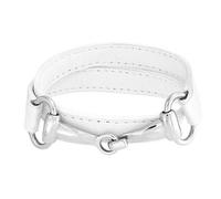 Bling Jewelry Moda Blanco Auténtico Caballo De Cuero Snaffle Bit Doble Capa Pulsera Envolvente Para Mujeres Adolescentes Plata Tono Acero Inoxidable