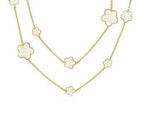 Bling Jewelry Moda Estacion Tin Cup Crema Blanco Trébol Flor Larga Chapado En Oro Envoltura Capa Collar Para Mujer