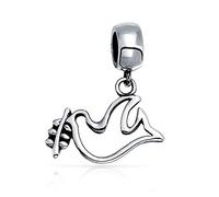 Bling Jewelry Mundial De La Paz Rama De Olivo Abierto Paloma Amor Pajaro Colgante Charm Bead Para Mujeres Adolescente .925 Plata De Ley Se Adapta A Pulsera Europea