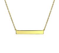 Bling Jewelry Nombre Delgado Chapado En Estilo Grabable De Lado Diagonal Plana Barra Colgante Collar Para Mujer De 14 Quilates De Oro Chapado En Plata Esterlina