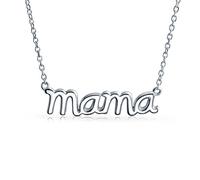 Bling Jewelry Nombre Personalizado Chapado Talk Station Colgante Mama Palabra Collar Para La Madre Para Las Mujeres Pulido .925 Plata Esterlina