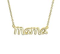 Bling Jewelry Nombre Personalizado Chapado Talk Station Colgante Mama Palabra Collar Para La Madre Para Las Mujeres Pulido Chapado En Oro Amarillo .925 Plata Esterlina