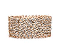 Bling Jewelry Novias De Moda De La Boda De Ancho De Color Rosa Chapado En Oro Blanco De Cristal Con Incrustaciones De Declaración Pulsera Para Mujeres Adolescentes Prom Desfile Ajustable