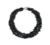Bling Jewelry Onyx Negro Chip Piedra Ancho Chunky Cluster Multi Strand Bib Collar Llamativo Para Mujer