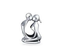 Bling Jewelry Parejas Besos Amantes Escultura Abalorios Encanto Para Mujeres Esposa Novia .925 Plata Esterlina Se Adapta Pulsera Europea