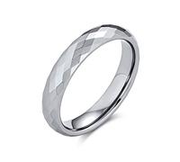 Bling Jewelry Parejas Múltiples Facetas Prisma De Corte De Titanio Anillos De Boda Para Hombres Para Mujeres Plata Tono Comfort Fit 4Mm