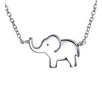 Bling Jewelry Personaliza Collar Colgante de Elefante de Buena Suerte de Zoológico Simple para Mujeres y Adolescentes .925 Plata de Ley Personalizable