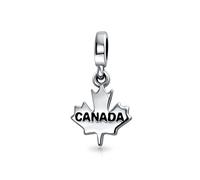Bling Jewelry Personalizada De Vacaciones De Turismo De Canadá Viajes Colgante Canadá Hoja De Arce Abalorios Charm Para Mujer Adolescente Oxidado .925 Plata Para Pulsera Europea