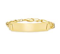 Bling Jewelry Personalizada Grabable Hombres Nombre Sólido Bar Chapado Identificación Pulsera Para Hombres Niños Figaro Cadena De Enlace De 18 Quilates Chapado En Oro Amarillo De 9 Pulgadas