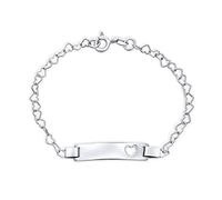 Bling Jewelry Personalizado Delicado Petite Nombre Bar Chapado Grabar Corazón Pulsera De Identificación Para Mujeres Adolescente .925 Plata Esterlina Para Muñecas Pequeñas 6 Pulgadas Personalizable