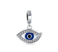 Bling Jewelry Personalizar Cristal Amuleto Protección Azul Mal De Ojo Colgante Charm Bead Para Mujeres Adolescente Esmalte .925 Plata De Ley Se Adapta A Pulsera Europea