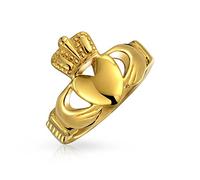 Bling Jewelry Personalizar Unisex Corazón Banda Bff Celta Irlandés Amistad Parejas Promesa Claddagh Anillo Para Hombre Mujer Adolescente Tono Oro Acero Inoxidable Personalizable