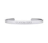 Bling Jewelry Personalizar Unisex Plana Delgado Apilable Pulsera Brazalete Para Los Hombres Las Mujeres Adolescentes Negro Plateado Tono De Acero Inoxidable Personalizable